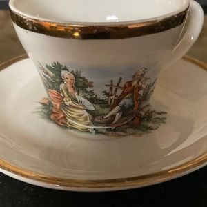 Pacific China fine quality tea cup and saucer with gold rim